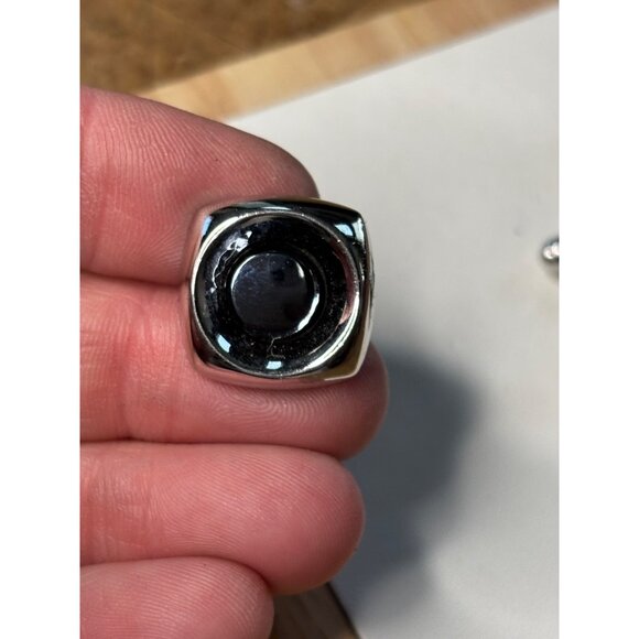 Silver & Black Round Cufflinks With Polished Finish & Swivel Backing - Picture 10 of 13